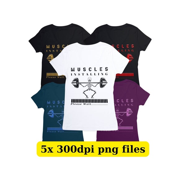 Muscles Installing Skeleton Bundle Of 5 x 300 dpi PNG Files, Clipart/Stickers Digital Instant Download 300DPI PNG Files Instant Download