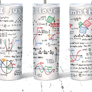 Uwielbiam projekt opakowania na kubek matematyczny PNG 20oz Skinny Tumbler Sublimacja Designs for Straight/Tapered Tumbler Wrap PNG Digital Download Math