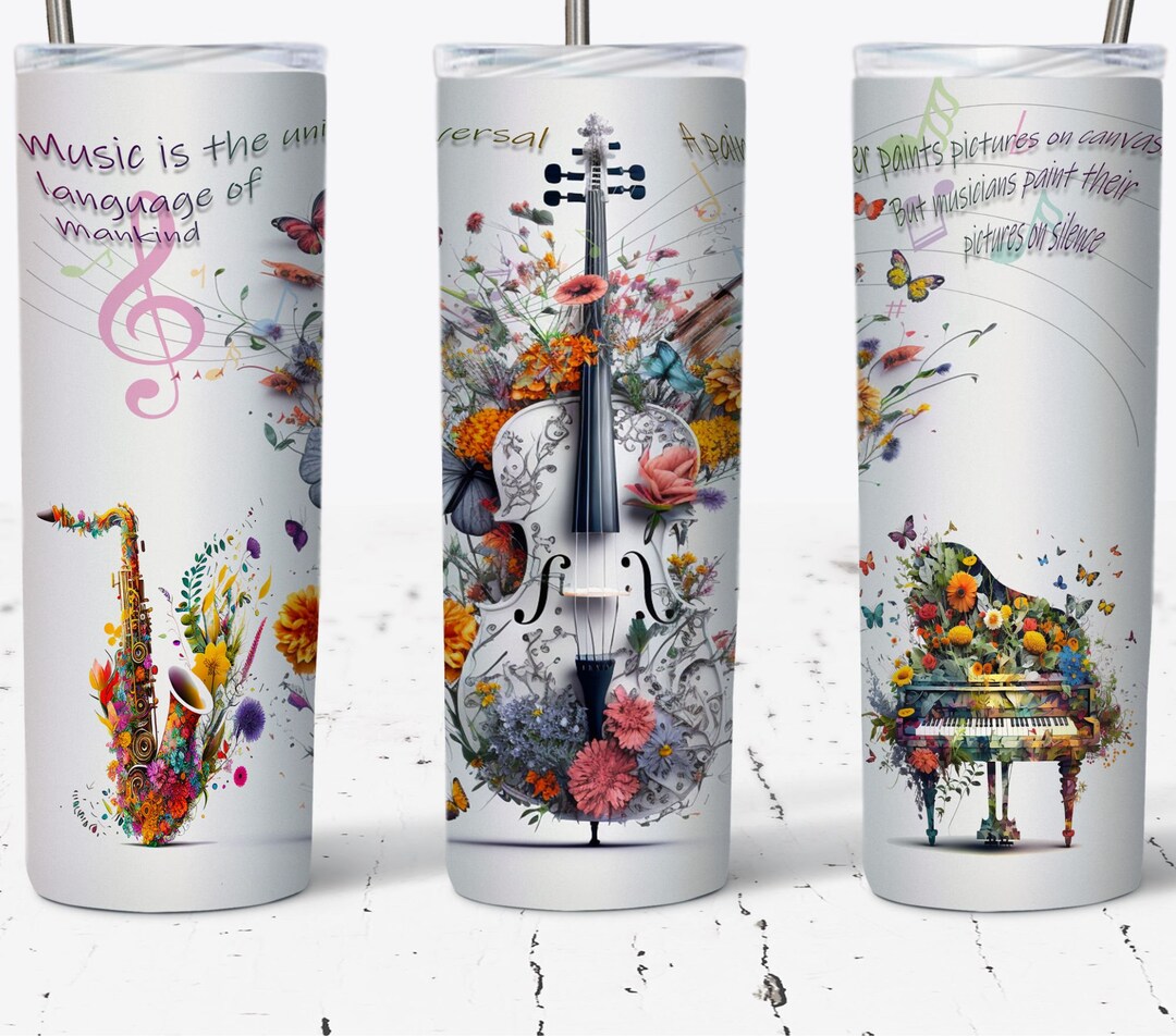Magic Musical Instruments Tumbler Wrap 20oz Skinny Tumbler Sublimation ...