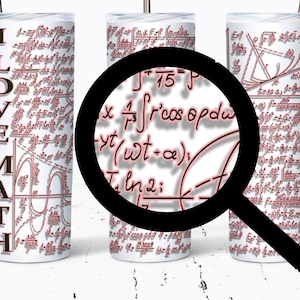 3D Matematyka Nauczyciel Kubek Owijka Projekt PNG 20oz Wąski Kubek Sublimacja Wzory dla Prostego/Zwężającego się Kubka PNG Pobieranie Cyfrowe Matematyka