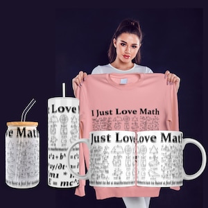 Kubek 3D dla nauczyciela matematyki Libbey Glass Can, 11oz, 15oz, 16oz i 20oz Wzory sublimacji do pakowania PNG Cyfrowe pobieranie Matematyka