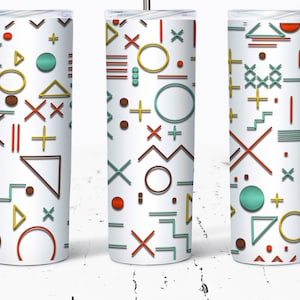Geometryczne figury 3D Matematyka Tumbler Wrap Design PNG 20oz Skinny Tumbler Sublimacja Wzory do Prostego/Zwężającego się Tumbler Wrap Cyfrowe Pobieranie