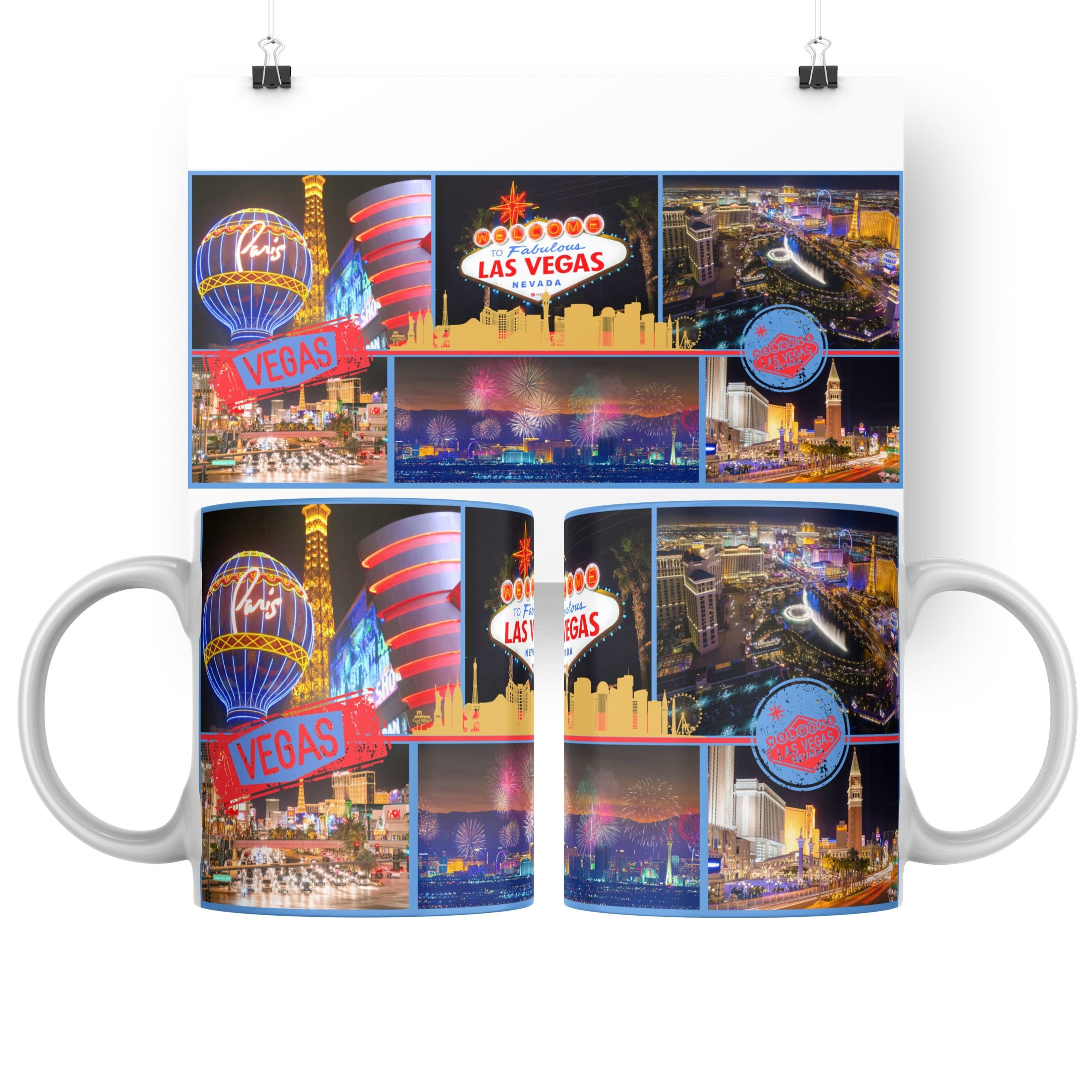 Las Vegas city views mug wrap, 11oz And 15oz Sublimation Mug Template, Mug Sublimation Design, Mug PNG Design, Las Vegas Mug PNG
