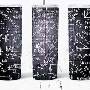 Matematyka Nauczyciel Kubek Owijka Projekt PNG 20oz Wąski Kubek Sublimacja Wzory dla Prostego/Zwężającego się Kubka PNG Pobieranie Cyfrowe Matematyka