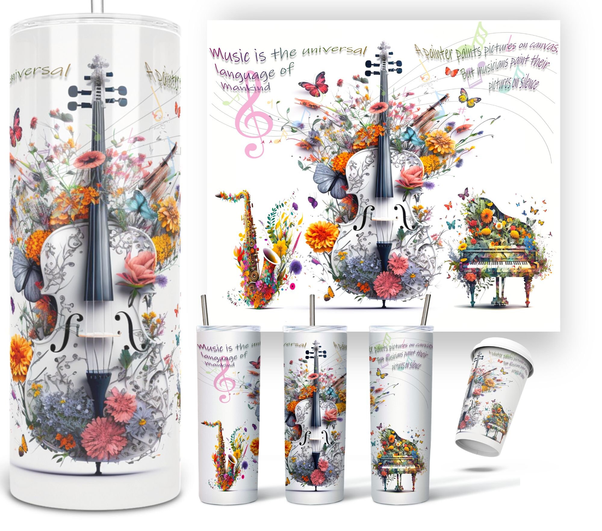 Magic Musical Instruments Tumbler Wrap 20oz Skinny Tumbler - Etsy