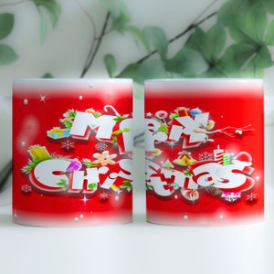 Merry Christmas Mug Wrap, 11oz And 15oz Sublimation Mug Template, North Pole Christmas Mug Sublimation Design, Christmas Gift Mug PNG Design