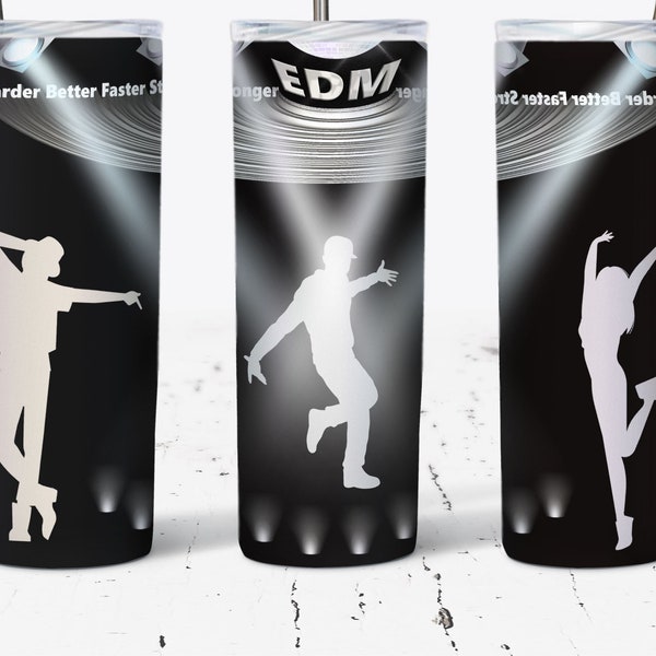 EDM Electronic Dance Music Tumbler Wrap, 20oz Skinny Tumbler Sublimation Designs for Straight/Tapered Tumbler For EDM Dancer &  Listener PNG