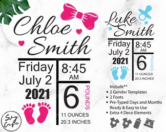 Download Birth Stats Svg Etsy