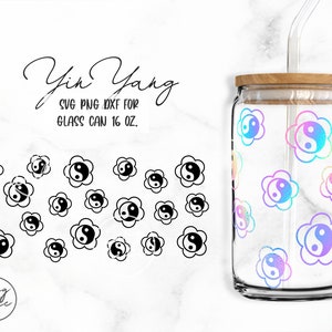 Yin Yang • 16oz Glass Can Cut Files, Svg Dxf Png File Digital Download