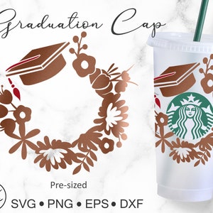Graduation Cap svg, Square Academic Cap Svg, MortarBoard Hat Svg for Starbucks Venti Cold Cup 24 oz.