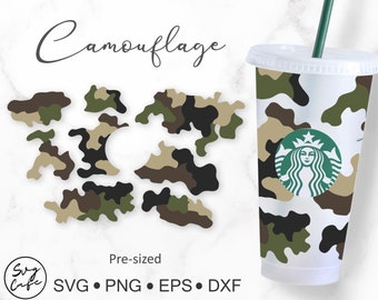 Military Camouflage Seamless Pattern Svg for Stabucks Venti Cold Cup 24 oz.