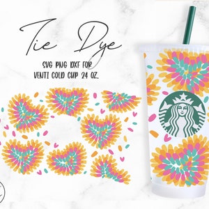 Tie Dye • 24oz Venti Cold Cup Cutfile, Svg Dxf Png Files Digital Download