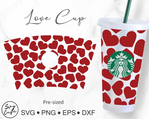 Heart Svg Wrap for Starbucks Venti Cold Cup 24 Oz. 