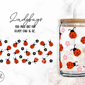 Coccinelle • 16oz Vetro Può Cutfile, Svg Dxf Png File Digital Download