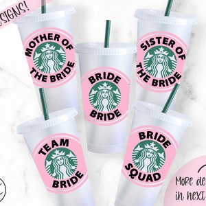 Bride Svg Bundle, Bridesmaid Svg, Wedding Party Svg for Starbucks Venti Cold Cup 24 oz.