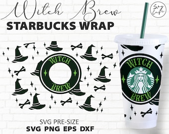 Halloween svg, Witch svg full wrap for Venti cold cup 24 oz.