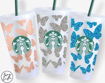 Butterfly Svg For Starbucks Venti Cold Cup 24 Oz, Vinyl Decal Svg Png Dxf