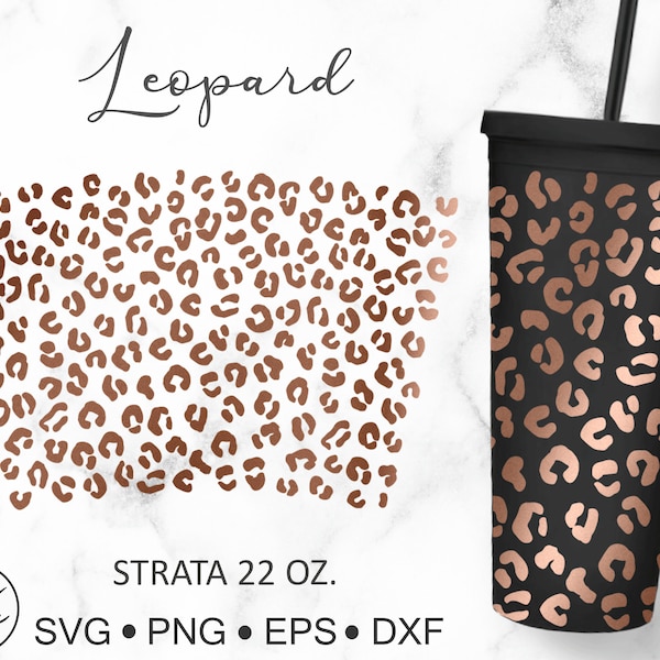 Leopard Cheetah Animal Print Svg Wrap for Strata 22 oz, Svg Dxf Cutfiles for Strata Cup