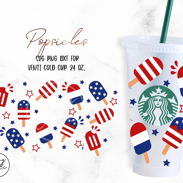 Popsicles • 24oz Venti Cold Cup Cut Files, Svg Dxf Png File Digital Download