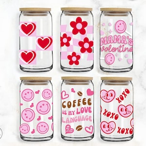 6-pack Alla hjärtans dag-paket • 16oz glasburk klippfil, Svg Dxf Png-filer digital nedladdning