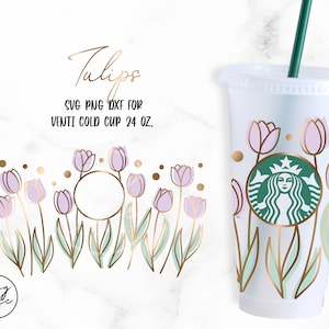 Tulpen • 24oz Venti Cold Cup Cut Files, Svg Dxf Png Bestand Digital Download