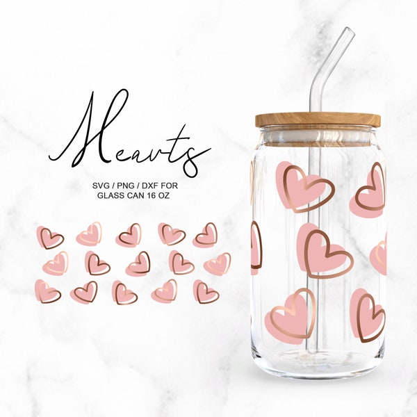 Heart • 16oz Glass Can Cutfile, Svg Dxf Png Files Digital Download