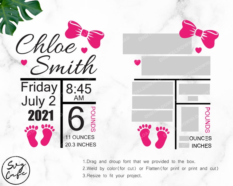 Download Cut File For Cricut And Silhouette Birth Stats Svg Baby Keepsake Template Svg Dxf Eps Instant Download Birth Announcement Svg Art Collectibles Prints Kromasol Com