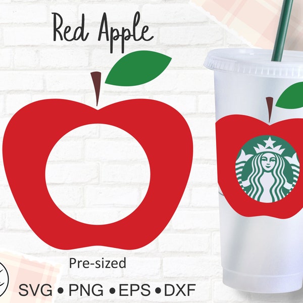 Apple Svg Png Dxf Perfect fit for Venti Cold Cup 24 Oz.