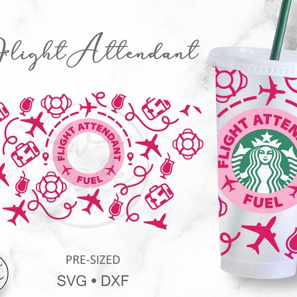 Flight Attendant Fuel • 24oz Venti Cold Cup Cutfile, Svg Dxf Png File Digital Download