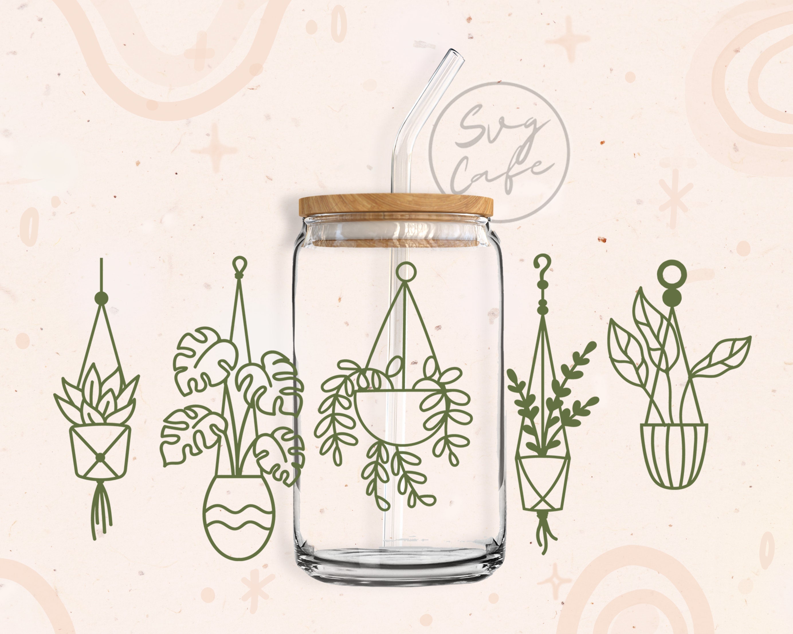 Plants • 16oz Glass Can Cut Files, Svg Dxf Png File Digital Download - Etsy