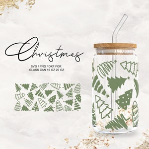 Weihnachtsbäume • 16oz 20oz Glasdosen geschnitten Dateien, SVG Dxf Png Datei Digitaler Download