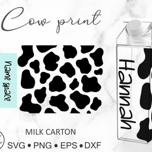 17 Unzen Milchtüte Kuh Print mit Namen Space, Kuh Print SVG Png Eps Dxf Datei Digital Download