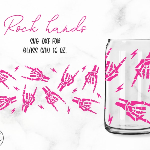 Hand Skeleton • 16oz Libbey Glass Can Cutting files, Svg Dxf Png Files Digital Download