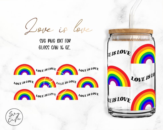 Love Is Love • 16oz Glass Can Cutfile, Svg Dxf Png Files Digital Download
