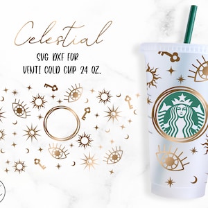 Celestial • 24oz Venti Cold Cup Cutfile, Svg Dxf Png Archivos Descarga digital