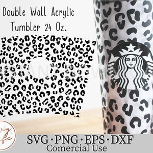 Full Wrap Leopard Cheetah Print for Starbucks Double Wall Acrylic Tumbler Svg Png Dxf