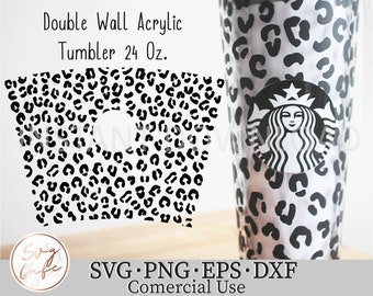 Full Wrap Leopard Cheetah Print for Starbucks Double Wall Acrylic Tumbler Svg Png Dxf