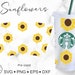 24oz Venti Cold Cup Seamless Full Wrap Sunflower Starbucks Print SVG file with Starbucks cutout logo CUT file 