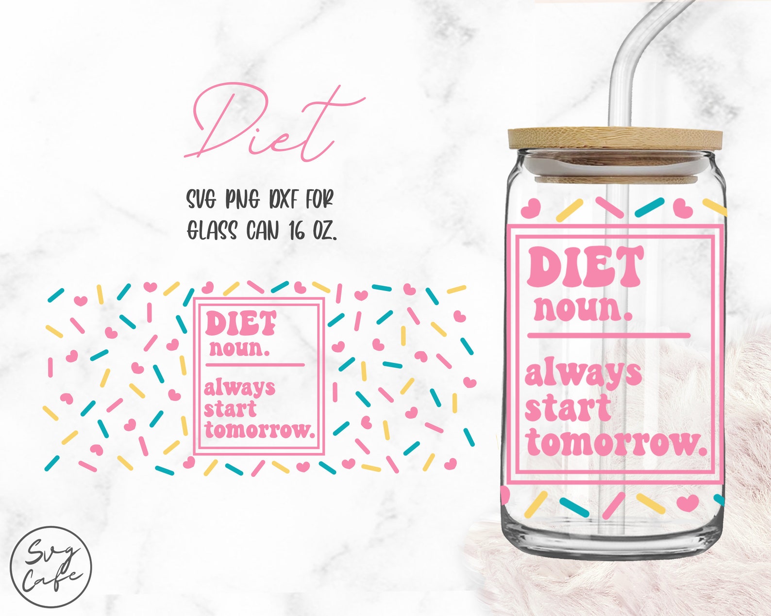 Diet Definition • 16oz Glass Can Cutfile, Svg Dxf Png Files Digital ...