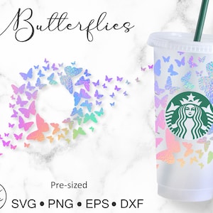 24oz Venti Cold Cup Butterfly Svg For Starbucks Decal Perfect Fit for Venti Cold Cup, Starbuck Svg Files