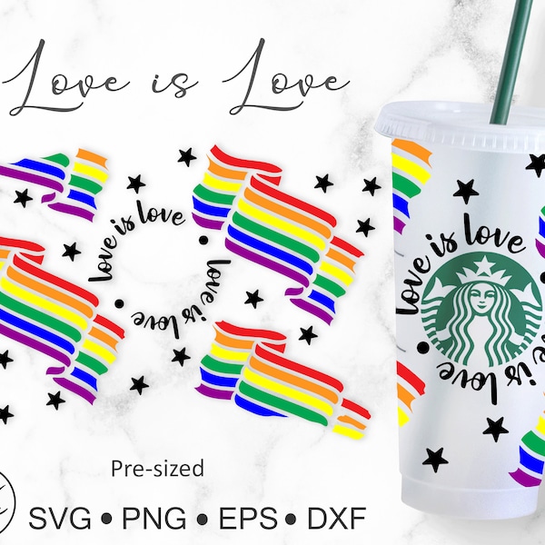 24oz Venti Cold Cup Love is Love Design for Starbucks Cup Svg Png Eps Dxf File Digital Download