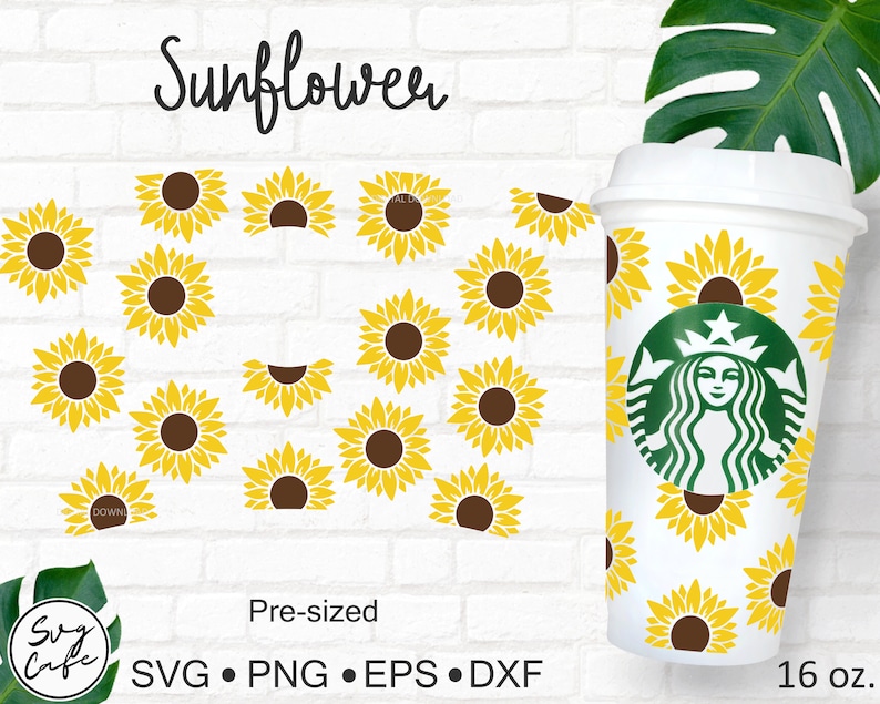Download Sunflower Starbucks Full Wrap for Hot Cup Svg Layered Svg ...