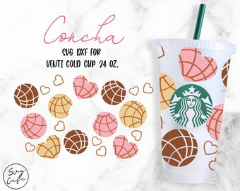 Concha Svg, Pan Dulce Mexicano Svg para Venti Cold Cup 24 Oz., Layered svg