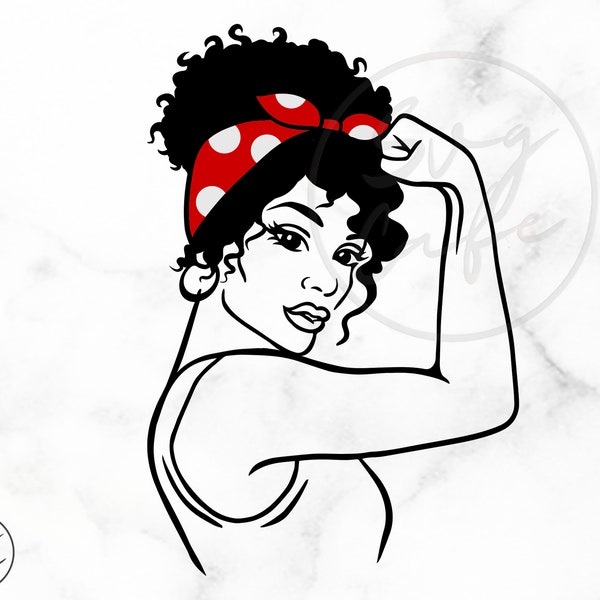 Rosie the Riveter SVG Design, Woman Power Svg, Afro Woman Digital Download