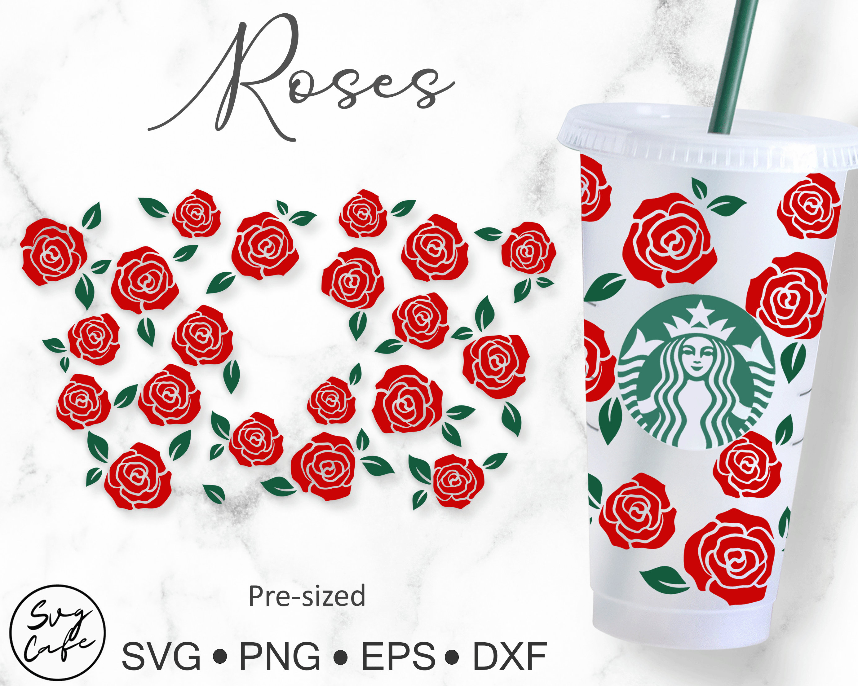 Roses Svg Wrap for Starbucks Venti Cold Cup 24 oz.