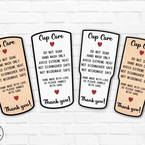 Tumbler Care Instructions, Care Card, Tumbler Care Card