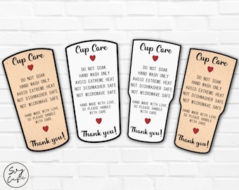 Tumbler Care Instructions, Care Card, Tumbler Care Card