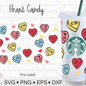 Heart Candy Svg Wrap for Starbucks Venti Cold Cup 24 oz