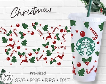 Christmas Svg for Starbucks Venti Cold Cup 24 Oz.