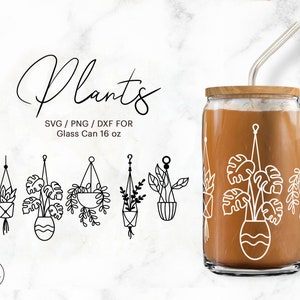 Plantas • 16oz Vidrio Puede Cortar Archivos, Archivo Svg Dxf Png Descarga Digital